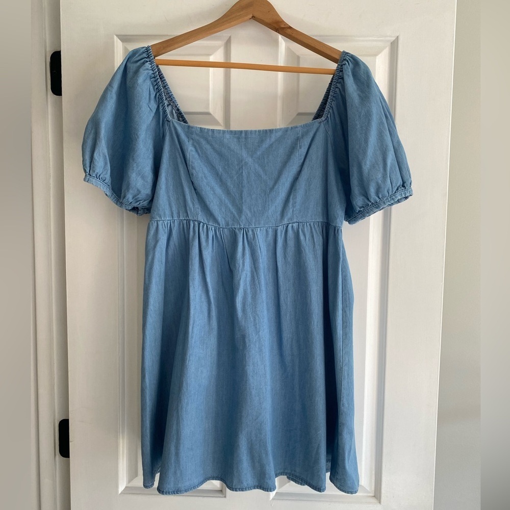 Blue Rain Denim Blue BabyDoll Dress with Bubble Sleeves Size M